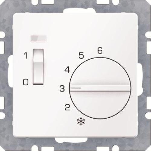 Berker 20306089 Temperaturregler mit Öffner, Z.-Stk., Wippschalter und LED Q.x Polarweiß, Samt