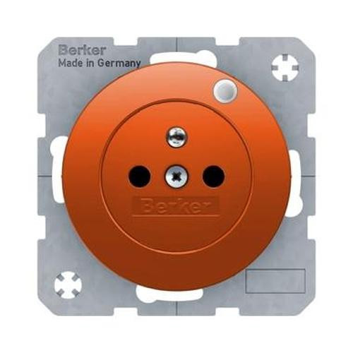 Berker 6765092007 Steckdose mit Schutzkontaktstift und Kontroll-LED R.1/R.3 Orange, Glänzend