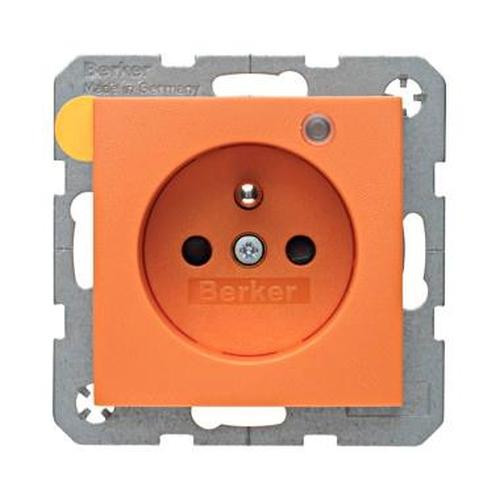 Berker 6765091914 Steckdose mit Schutzkontaktstift und Kontroll-LED S.1/B.3/B.7 Orange, Matt