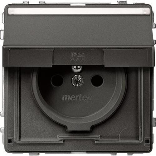 Merten MEG2312-7214 Schuko Steckdosen-Einsatz mit Klappdeckel und Kontrolllicht Anthrazit