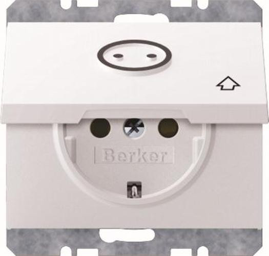 Berker 47867109 Steckdose SCHUKO mit Klappdeckel und abtastbarem Symbol K.1 Polarweiß, Glänzend