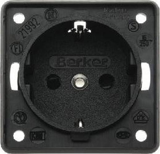 Berker 9418505 Steckdose SCHUKO, mit Schraubklemmen, Integro Modul-Einsätze, Schwarz .M