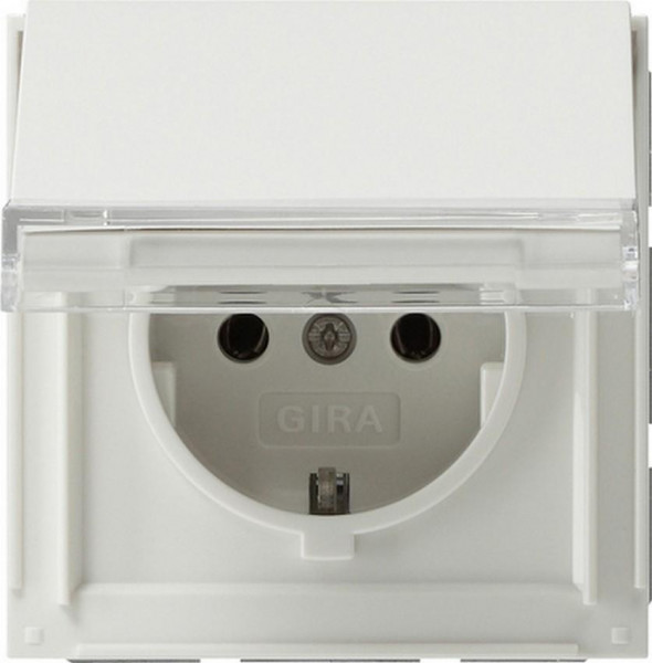GIRA 041066 Steckdosen-Einsatz mit Klappdeckel und Beschriftungsfeld Reinweiß