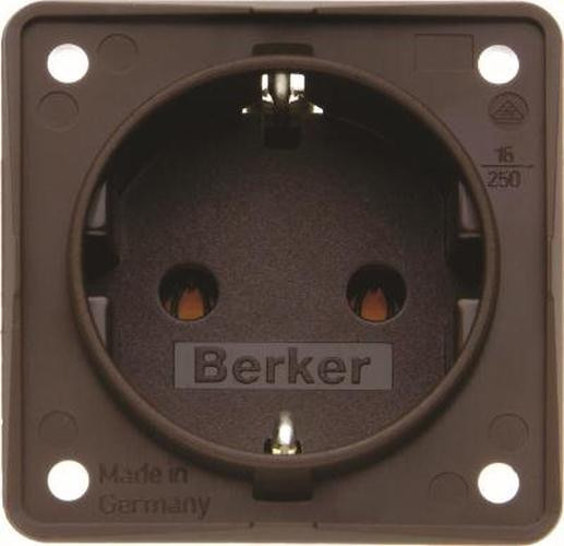 Berker 941852501 Steckdose SCHUKO, mit Schraubklemmen, Integro Modul-Einsätze, Braun Matt
