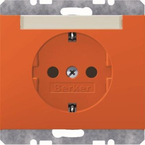 Berker 47397014 Steckdose SCHUKO mit Beschriftungsfeld K.1/K.5 Orange, Glänzend
