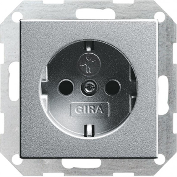 GIRA 275526 Steckdosen-Einsatz mit EBS ohne Befestigungskrallen Farbe-Alu
