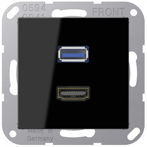 JUNG MAA1163SW HDMI-USB 2.0 Schwarz
