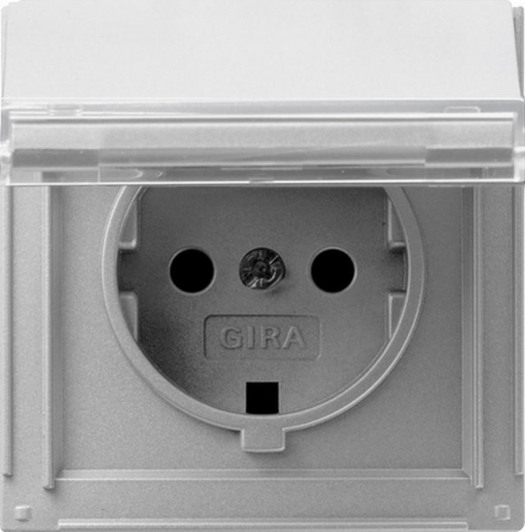 GIRA 041065 Steckdosen-Einsatz mit Klappdeckel und Beschriftungsfeld Farbe-Alu